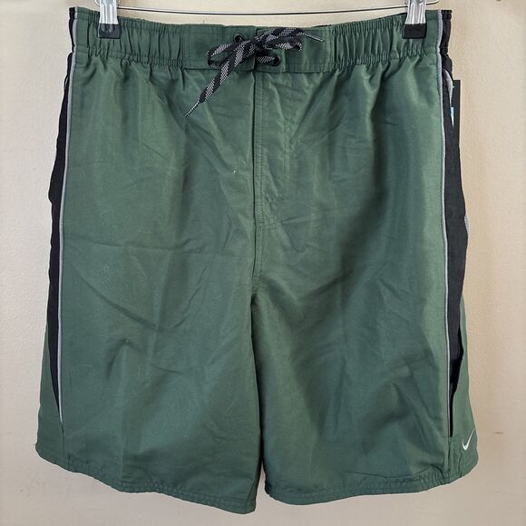 Nike Men’s Green Swim Trunks Shorts Size Medium Mesh Liner Athletic Swimwear - Picture 1 of 6
